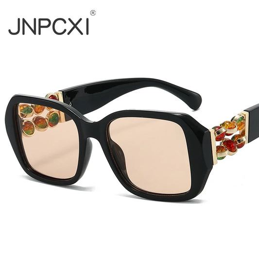 JNPCXI 2026 Women Luxury Sunglasses with Rhinestones Decoration Large Frame Wrap Designer Gift for Mother Fashion Glasses