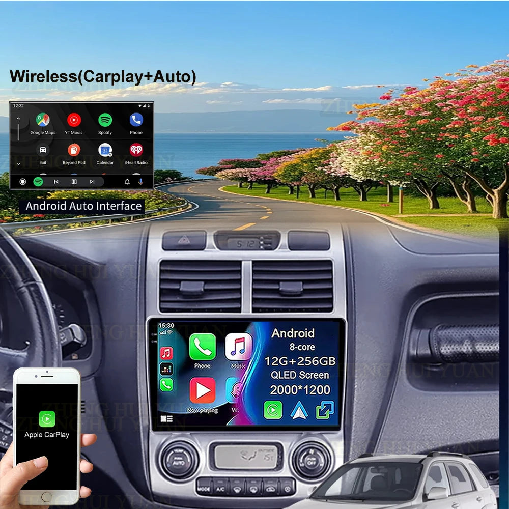For Kia Sportage 2 2004 2005 2006 2007 - 2010 2K 12+256 QLED Android 16 CarPlay Car Radio Multimedia Video Player GPS stereo 4G