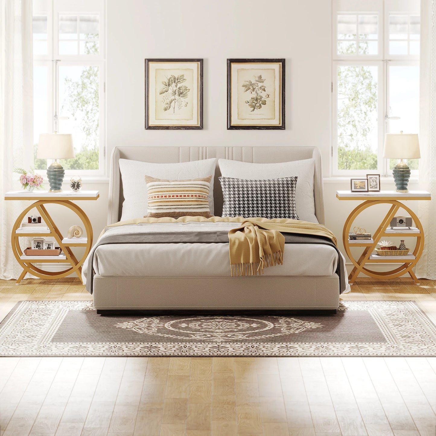 Tribesigns  Living Room 3-Tier Narrow Side End Table w/ Storage White Side Table