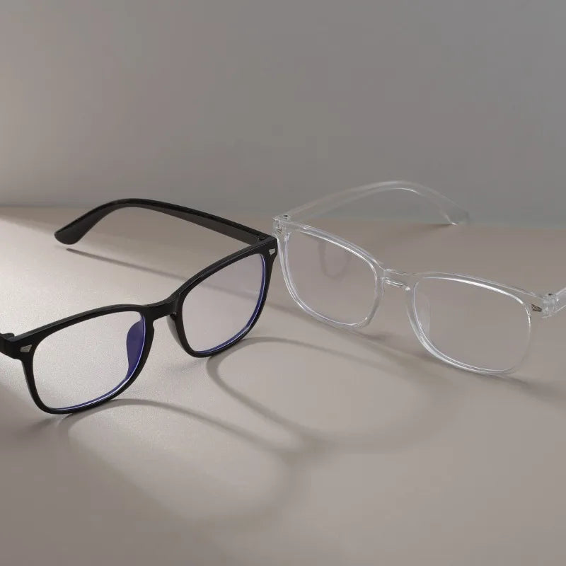 [Vintage Eyeglasses] 2 Pairs Vintage Style Square Frame Eyeglasses | Black & Clear with Metallic Accents