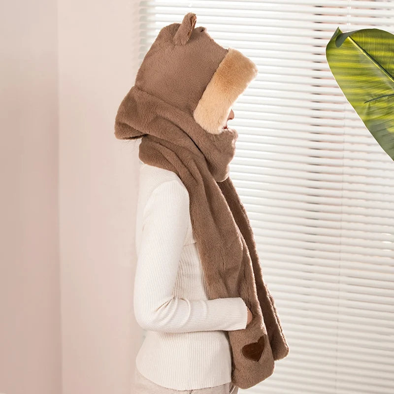 New Hight Quality Capybara Cartoon Scarf  Hat  Super Soft Stuffed Warm in winter Children Funny Girl Birthday Gifts