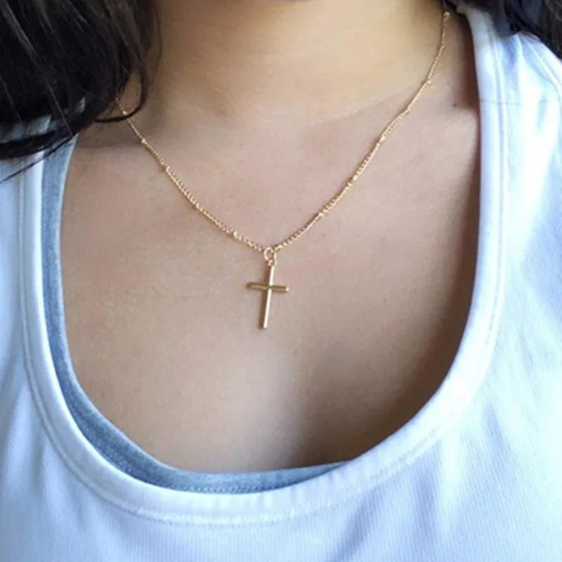 New Fashion Cross Pendants Golden Silver Color Crystal Jesus Cross Pendant Necklace For Men Women Jewelry Wholesale Dropshipping