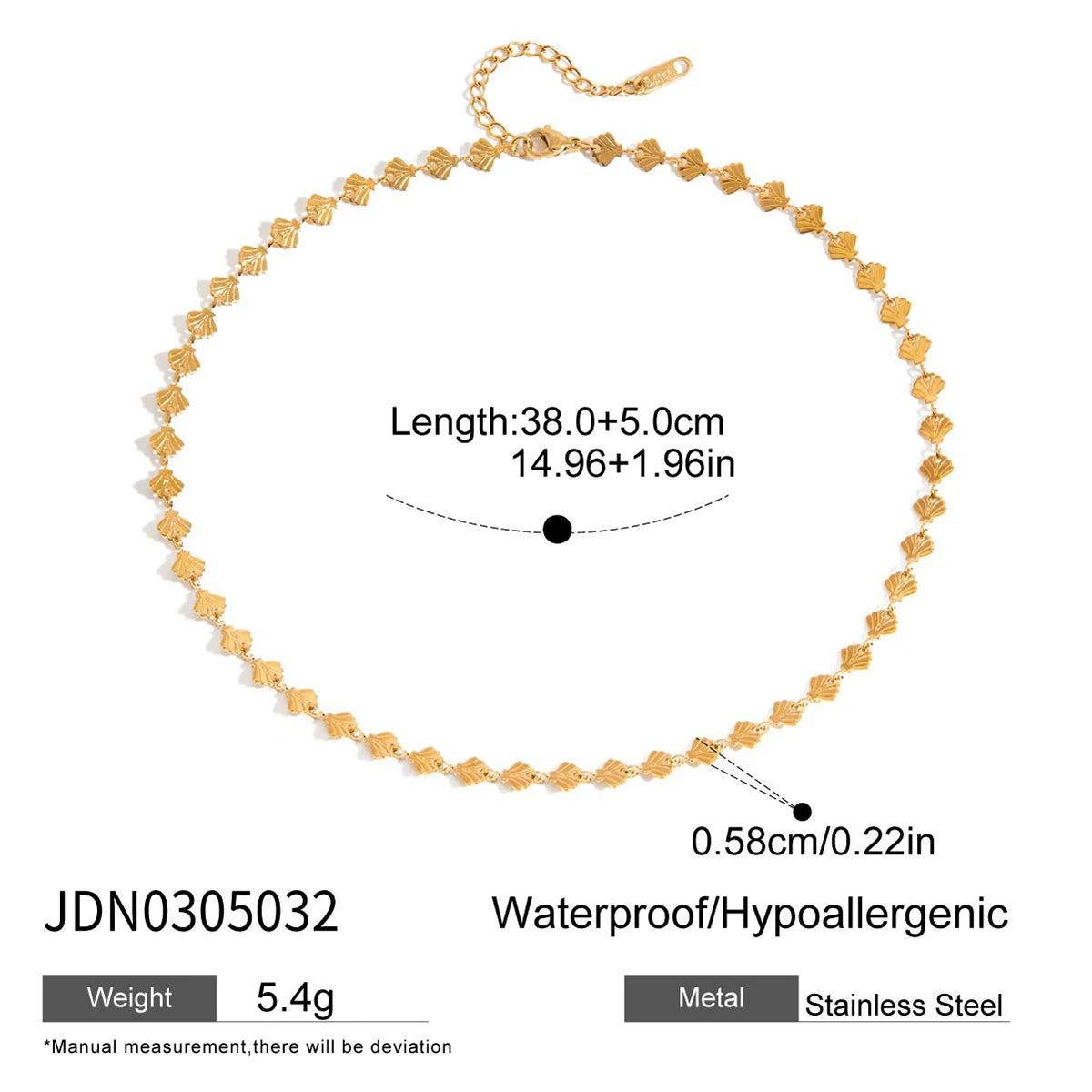 Uworld Minimalist Classic Style 18K Gold Color Plated Stainless Steel Butterfly Circular Handmade Chain Necklace Women's Jewelry