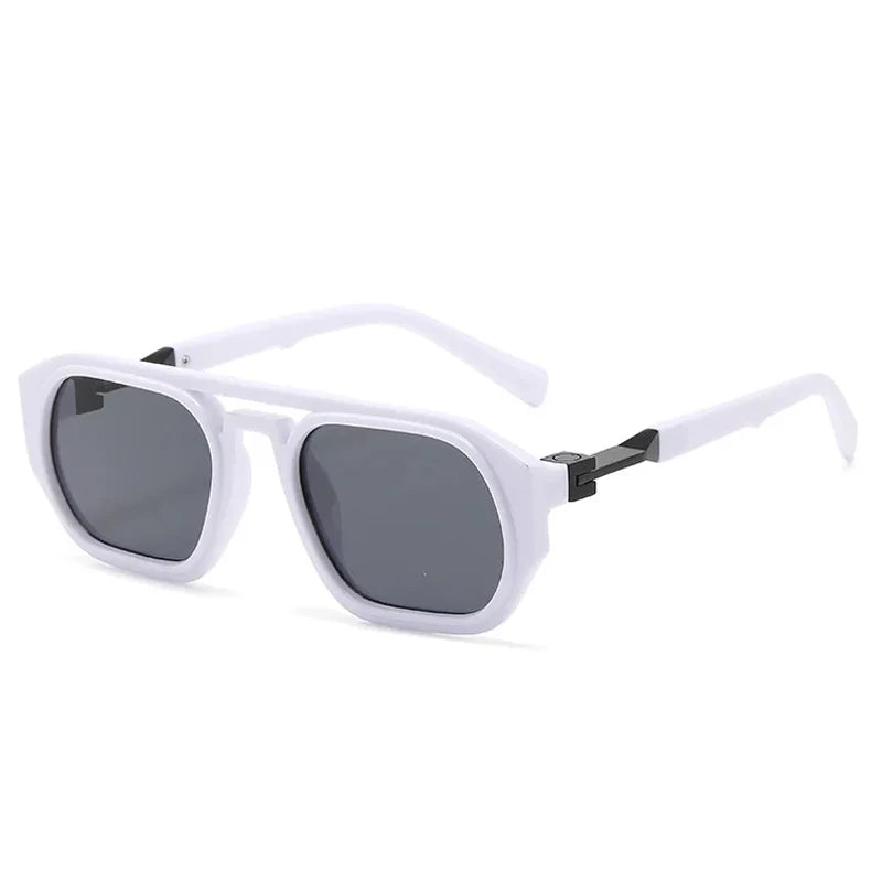JNPCXI Retro Polygon Square Double Bridges Women Sunglasses Shades UV400 Fashion Clear Gradient Lens Men Trending Frame
