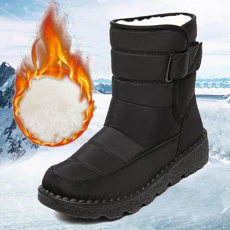 2025 Waterproof Snow Boots for Women Comfort Plush Lined Non Slip Winter Boots Woman Plus Size 44 Soft Sole Warm Ankle Booties