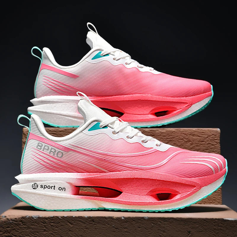 Men Sports Running Shoes Marathon Carbon Board Air Cushion Breathable Lightweight Women's Comfortable Athletic Nonskid Sneakers