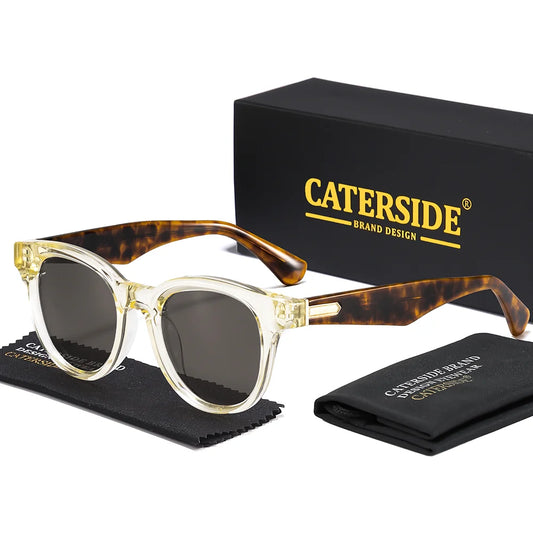 CATERSIDE New Men Polarized Sunglasses Acetate Round Frames Eyeglass Women Outdoor Travel Business Holidays Gifts Glasses UV400