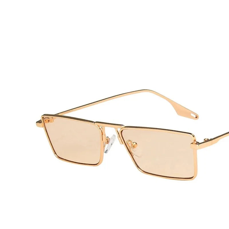 Women's Metal Frame Fashion Glasses Rectangular Retro Anti-Reflective Small FrameGolden & Black Options for, & Street Fashion