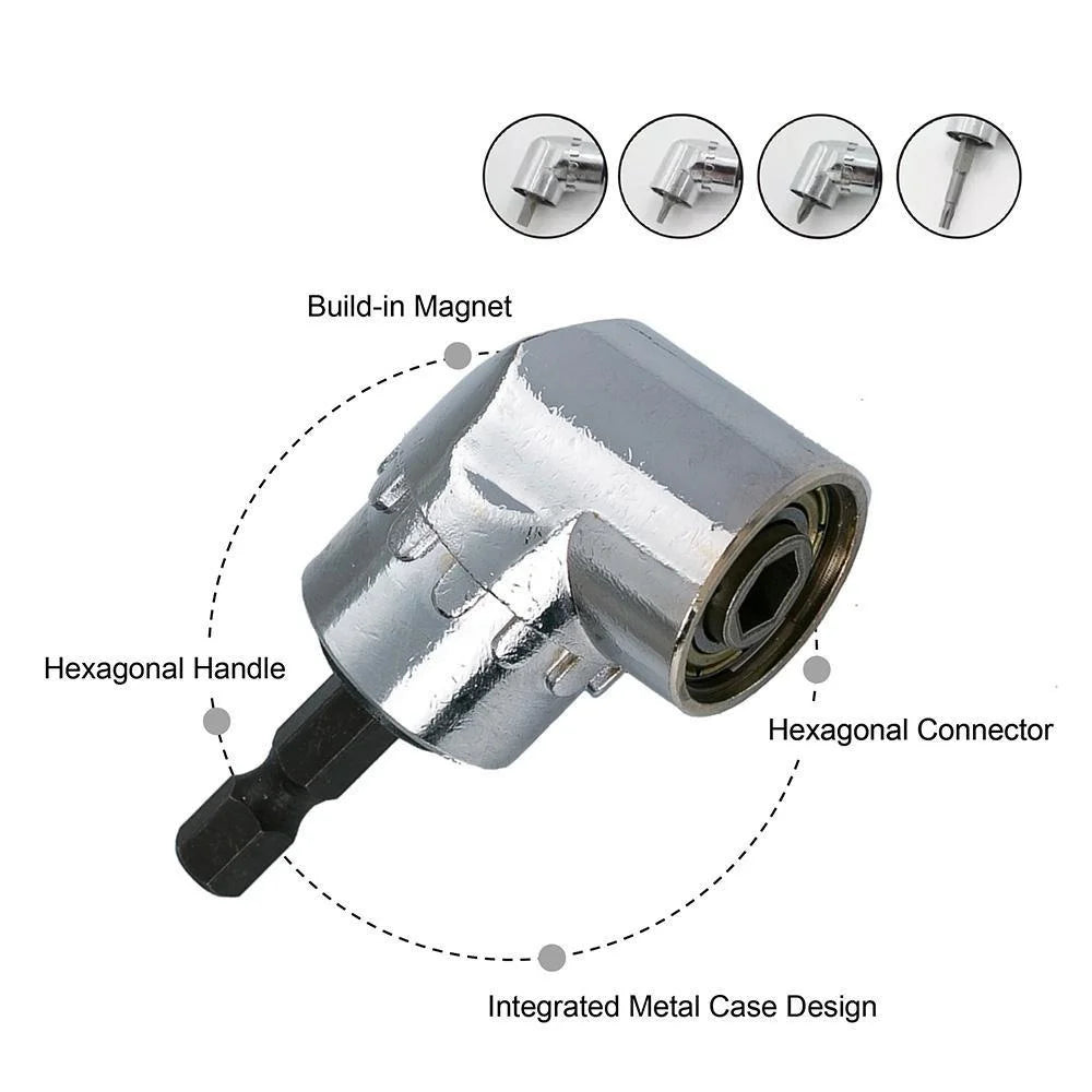 105 Degrees 1/4\ Extension Hex Drill Bit Adjustable Hex Bit Angle Driver Screwdriver Socket Holder Adaptor Tools, L / XL