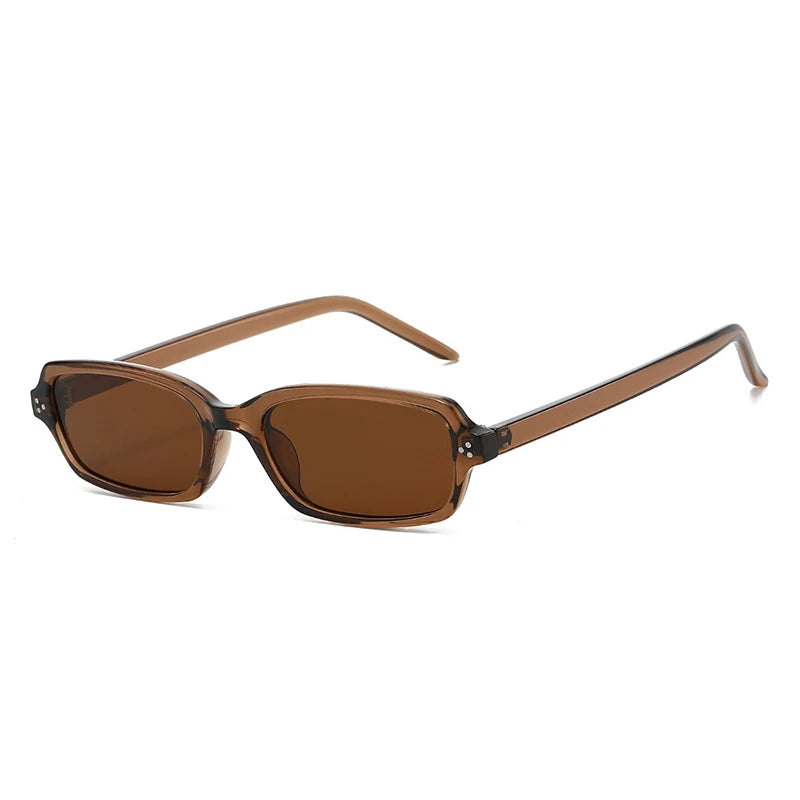 JNPCXI New Ins Popular Small Rectangle Sunglasses Fashion Candy Color Women UV400 Retro Rivets Men Clear Lens Frame