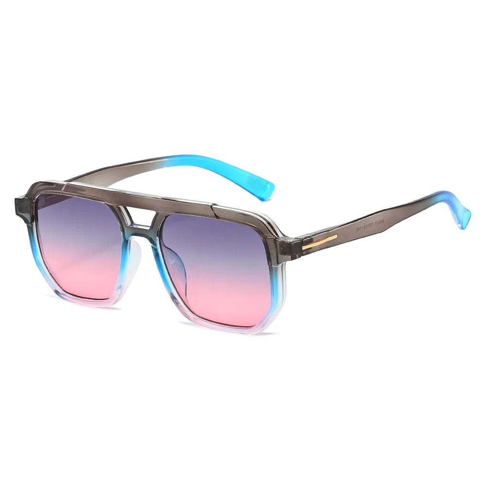JNPCXI New Vintage Double Bridges Pilot Women Sunglasses Fashion Gradient Purple Shades UV400 Men Trending Sun Glasses