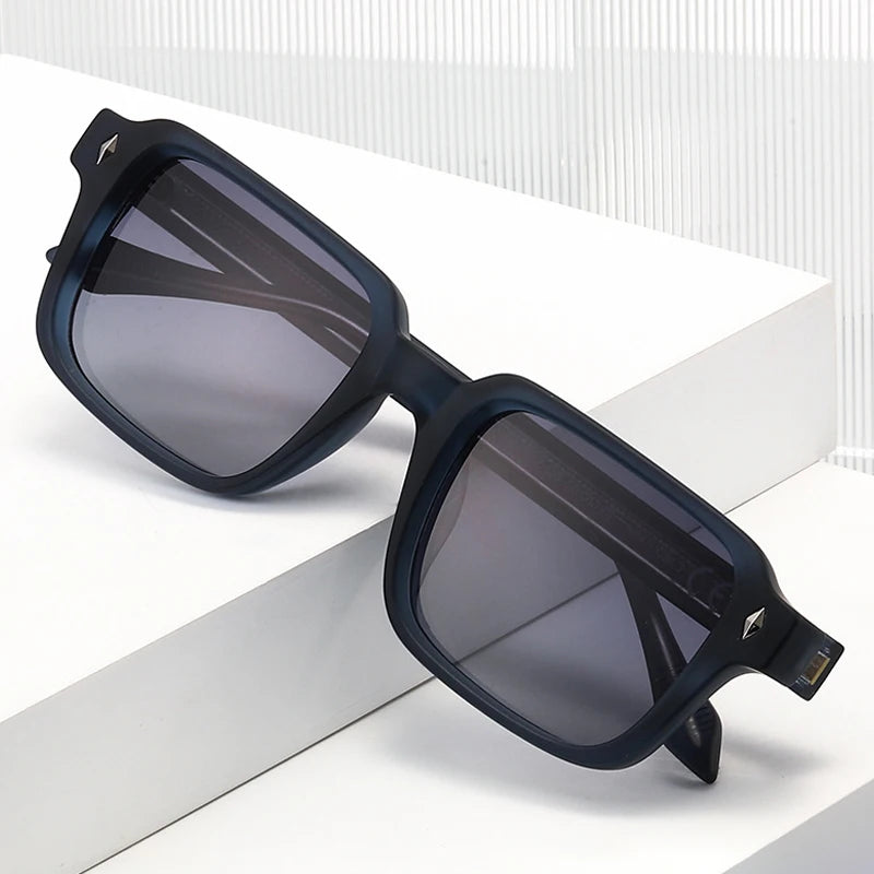 JNPCXI Retro Square Rivets Women Luxury Sunglasses Fashion Dark Green Shades UV400 Trending Men Punk Sun Glasses