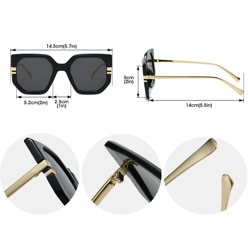 JNPCXI New Polygon Square Sunglasses Women Shades UV400 Retro Clear Ocean Gradient Lens Men Trending Leopard Sun Glasses