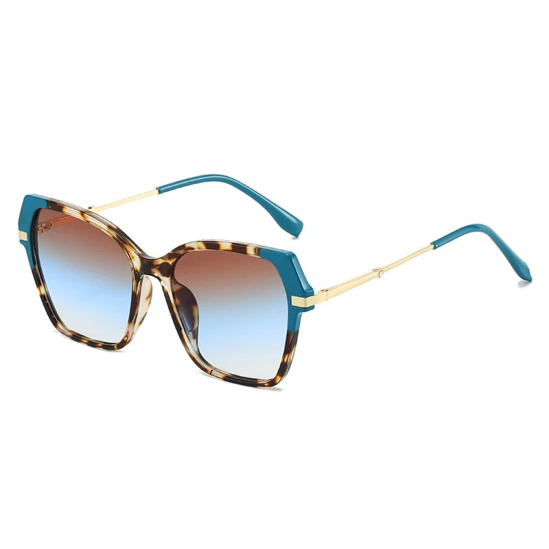 JNPCXI New Polygon Square Double Color Sunglasses Women Fashion Gradient Shades Men Eyeglass Frame
