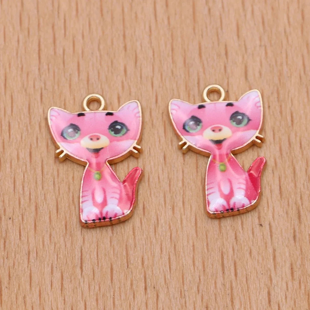 10Pcs Gold Color Enamel Cat Charms Pendant for Jewelry Making Earrings Bracelet Necklace Accessories DIY