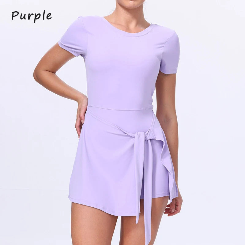 DIAS FIT JOY Sporty One-Piece Dress Prevents Walk Light Beautiful Back Design Yoga Skirt Tennis Skirt Naked Sensation