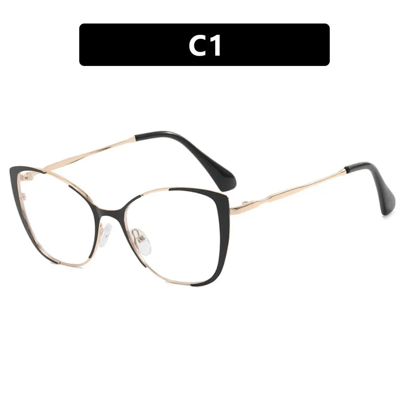 JNPCXI New Fashion Women Anti Light Blue Cat Eye Glasses Frame Retro Hight Quality Luxury Optical Computer Reading Eyeglasses