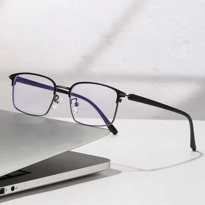 Blue Light Filter Eyeglasses Men's Retro Business Eyeglass Lightweight Glasses Clear Vision
