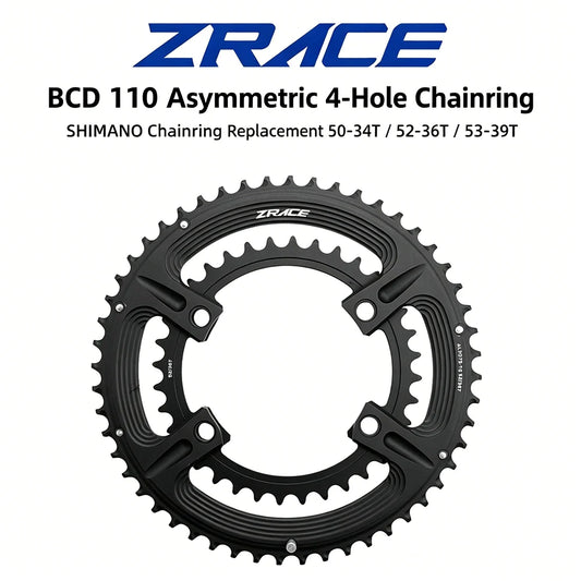 ZRACE Asymmetric Road Chainring 105 FC-R7000 / ULTEGRA FC-R8000 / DURA-ACE FC-R9100, 50-34T 52-36T 53-39T, 110BCD BCD110 4-Bolts