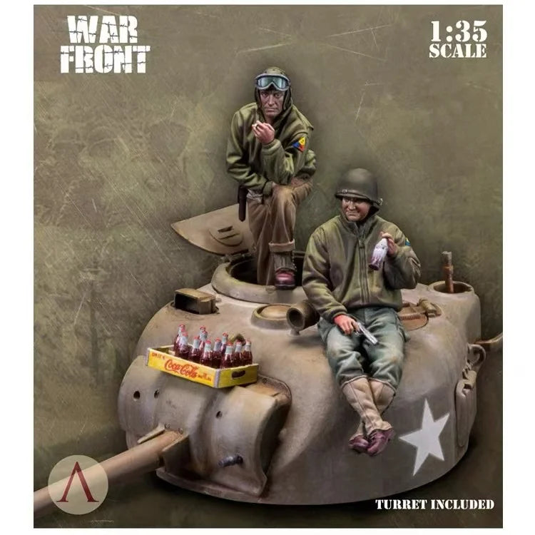 1/35 Resin Soldier Model WWII Tank Soldier Complete Set Including Tank Handmade