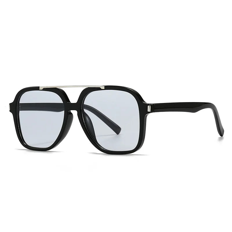 JNPCXI Fashion Oversized Square Double Bridges Sunglasses Women Shades UV400 Retro Rivets Men Sun Glasses