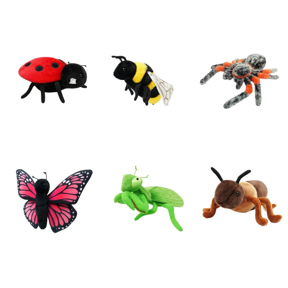 Delicate Cute Insects Plush Toys Funny Lifelike Spider Butterfly Ant Bee Ladybug Mantis Doll Office Desktop Pets Kids Game Props