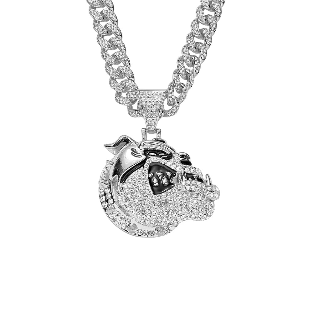 Trendy Men Hip hop Dog Pendant Necklace with 13mm Cuban Chain Hiphop Animal Pendants Necklaces Fashion Punk Charm Jewelry Gifts