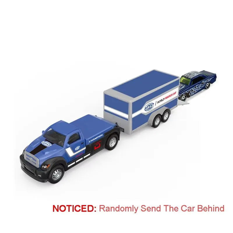 1:64 Container Trailer Alloy Diecast Model Toys Car Tailgate Can Be Lowered Pull Back Miniature Vehices Children's Surprise Gift