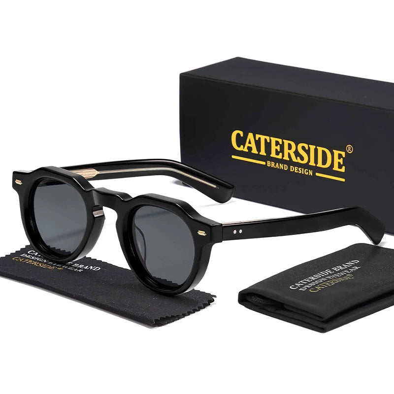 CATERSIDE Acetate Simple Men Sunglasses Polarized Small Frame High-Quality Frame Sun Glasses Women Party Travel Outdoor Glasses
