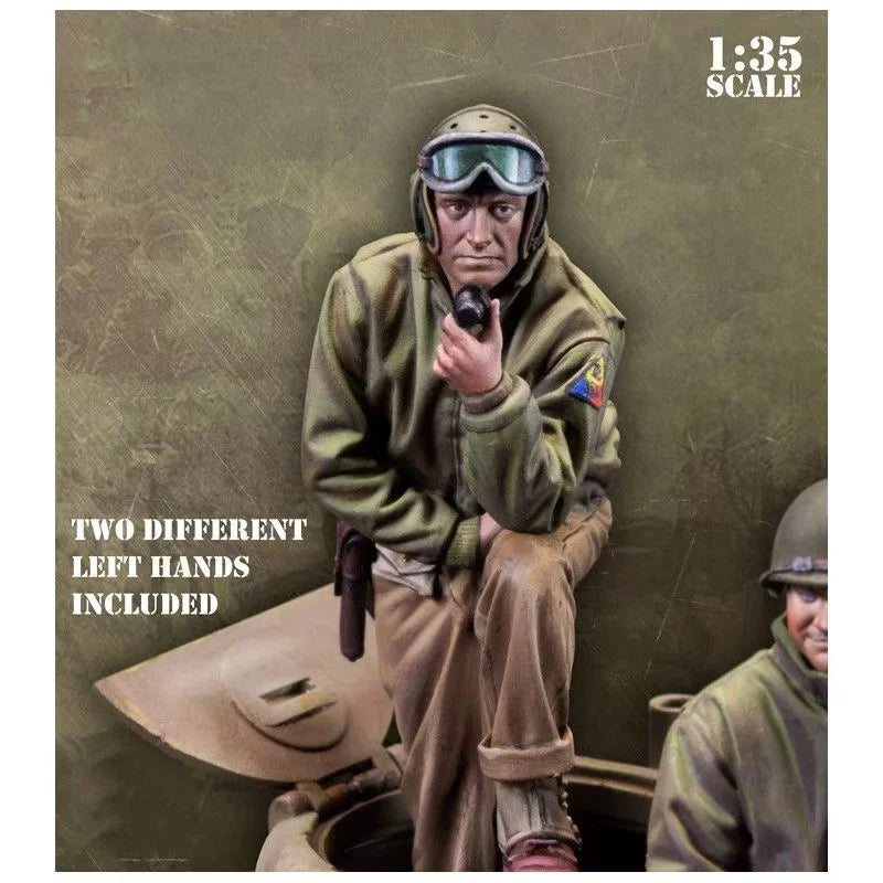 1/35 Resin Soldier Model WWII Tank Soldier Complete Set Including Tank Handmade