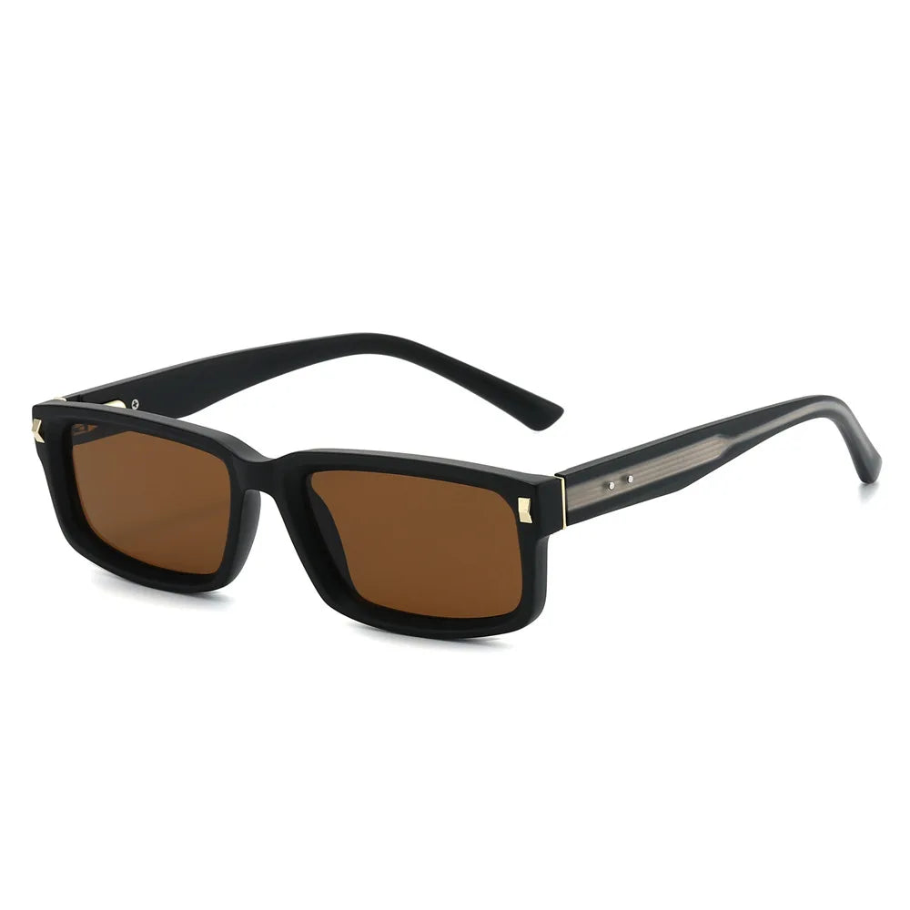 JNPCXI New Small Rectangle Women Luxury Sunglasses Fashion Orange Gradient Shades UV400 Retro Rivets Men Sun Glasses