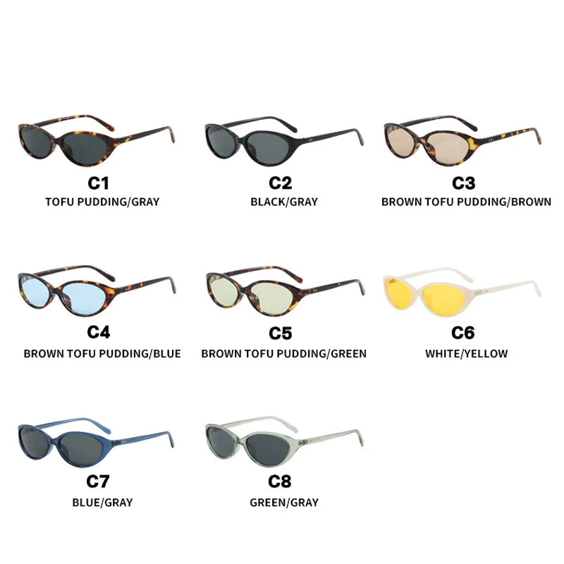 JNPCXI New Ins Popular Fashion Cat Eye Women Sunglasses Shades UV400 Retro Candy Color Men Sun Glasses