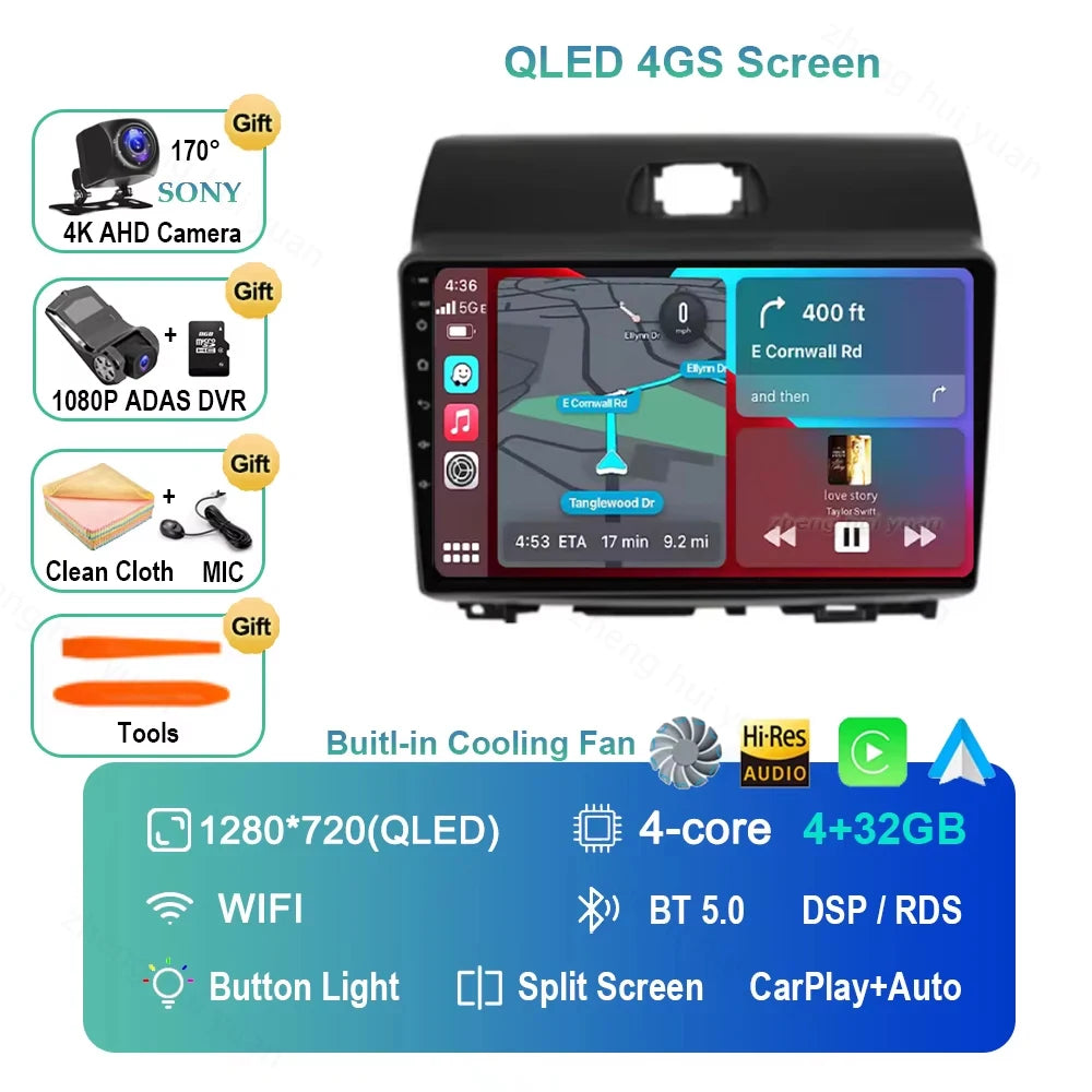 For Kia Ray 2011-2017 2K 12+256 QLED Android 15 CarPlay Car Radio Multimedia Video Player GPS stereo Head Unit 4G WIFI DSP RDS