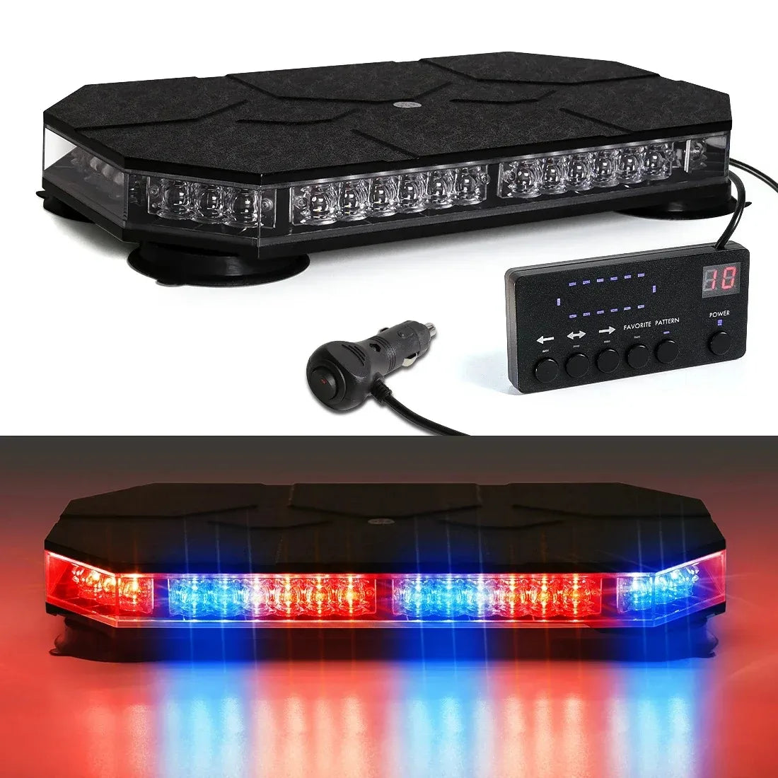 12V 24V Car Roof Top Strobe Lights Emergency Warning 42 LED Safety Magnetic Mount Smart Controller For Truck Ambulance Snow Plow