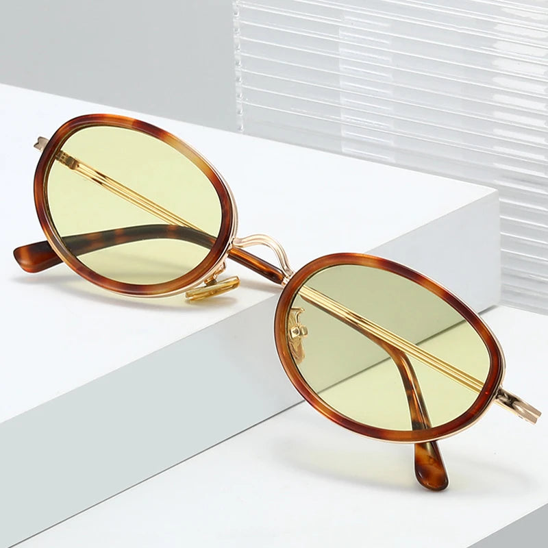JNPCXI New Small Oval Sunglasses Men Shades UV400 Retro Punk Candy Color Women Luxury Sun Glasses
