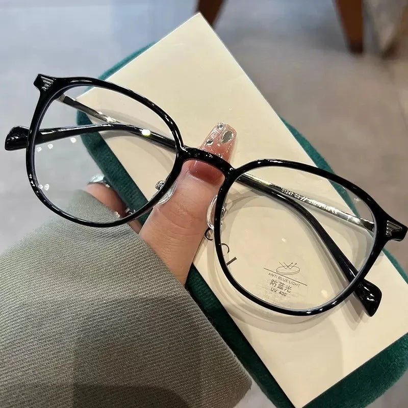 Anti-blue Light Anti-radiation Glasses Luxury Frame Glasses Female Korean Version Big Face Round Face Plain Net Red Glasses Flat
