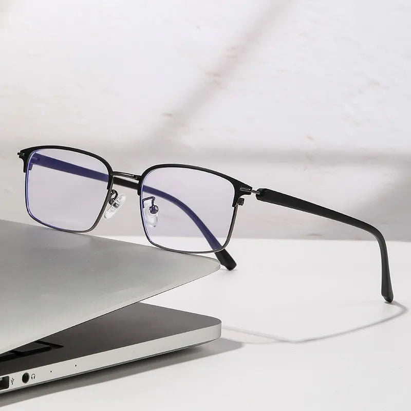 Blue Light Filter Eyeglasses Men's Retro Business Eyeglass Lightweight Glasses Clear Vision