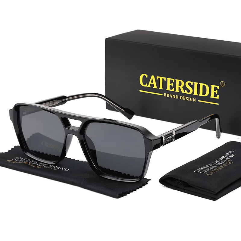 CATERSIDE Fashion Punk Sunglasses Men Square Frame Flat Top Double Bridge High Quality Sun Glasses Women Party Festival Gifts