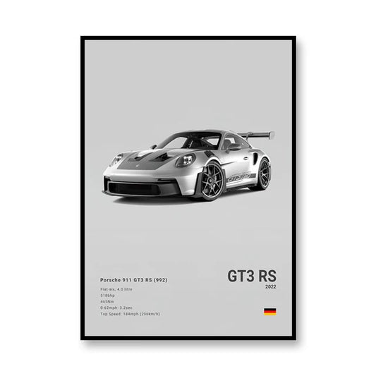 GT3RS Porsche Print Famous Brand Cars Canvas Wall Art Poster G80M3C Room Decor