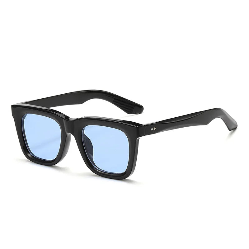 JNPCXI New Square Rivets Women Sunglasses Black Blue Shades Fashion Clear Lens Frame Men Sun Glasses UV400