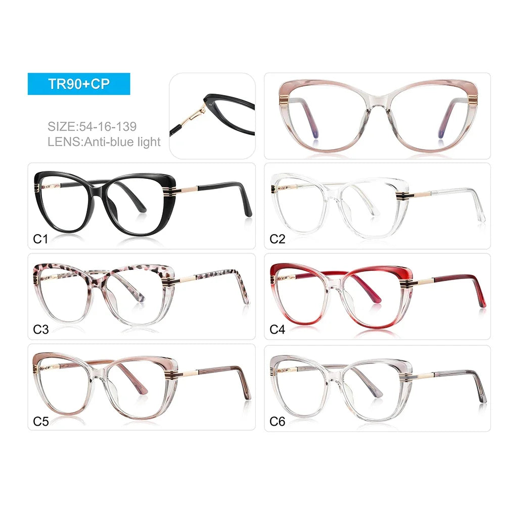 JNPCXI New Vintage Cat Eye Women TR90 Glasses Frame Fashion Clear Anti-Blu-Ray Lens Eyewear Men Optical Frame