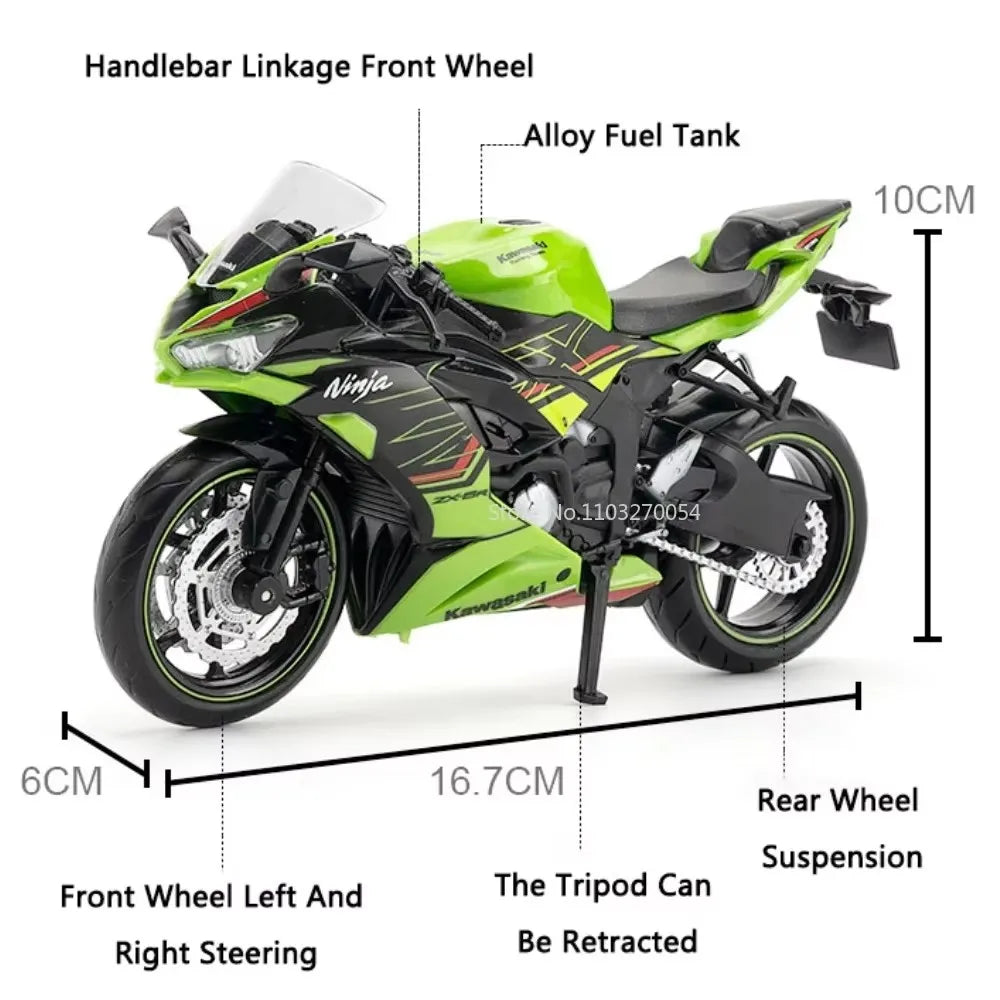 1/12 SportsterS Kawasaki ZX-6R Alloy Cars Models Motorbike Toys Diecast Sound Light Motorcycle Series Model Kids Christmas Gifts