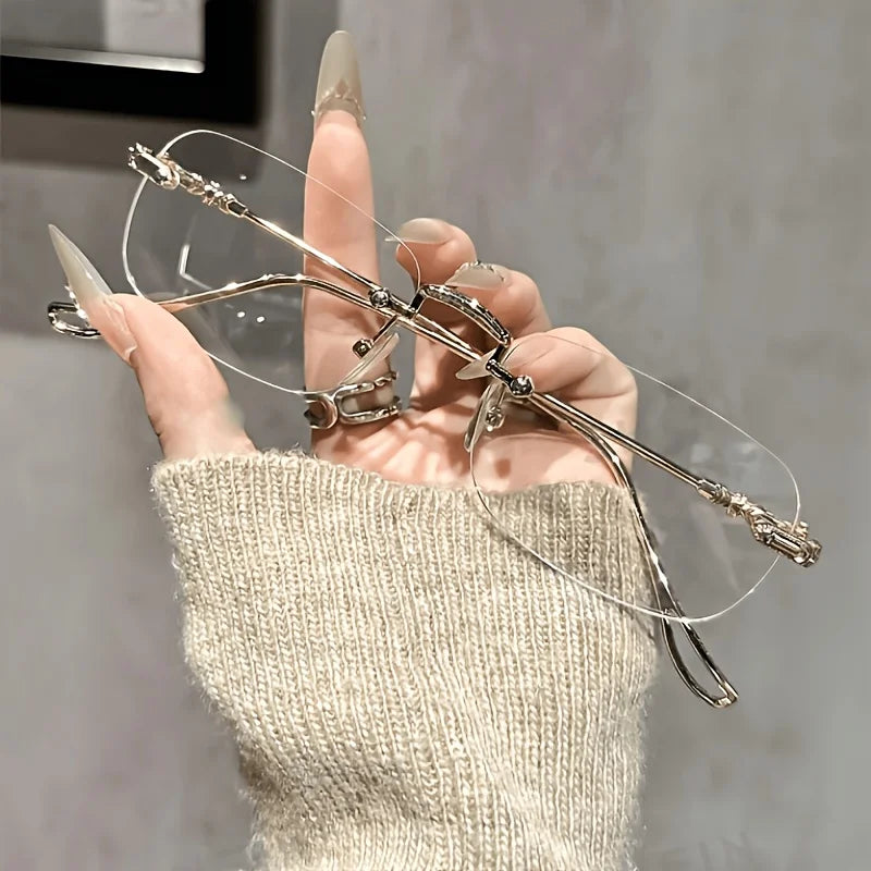 New Fashionable Glasses Photosensitive Frameless Glasses Unisex Fashion Glasses Artistic and Simple Suitable for Daily Wear