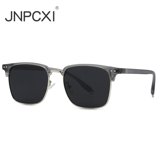 JNPCXI Rice Nail Polarized Square Metal Men Luxury Sunglasses Fashion Gradient Women Shades UV400 Sun Glasses