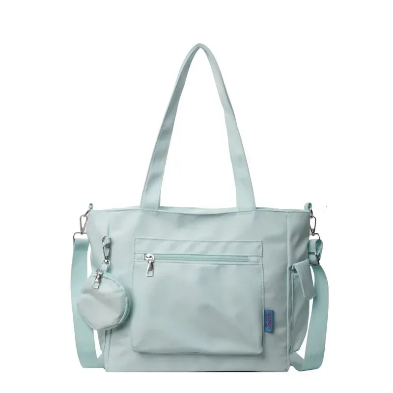 Large Capacity Unisex Tote Bag with Coin Purse, College Style Middle School Student Schoolbag Casual Bag Crossbody Shoulder Bag