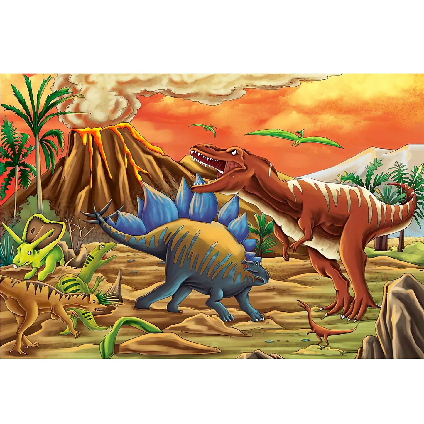 38*25cm 100 Pieces Puzzle Animal Engineering Car Dinosaur Puzzle Children Paper Puzzle Blue Card Benefit Intelligence Toys