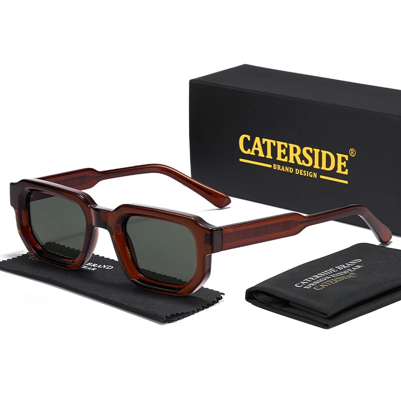 CATERSIDE New Vintage Punk Men Sunglasses Small Frame Gradient Lens Sun Glasses for Summer Beach Party Ideal Choice for Gifts