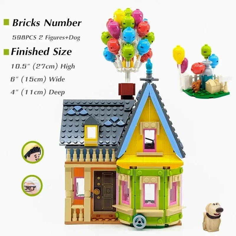 598 pcs Up House Building Blocks, Flying House Movie Construction Model Kit
