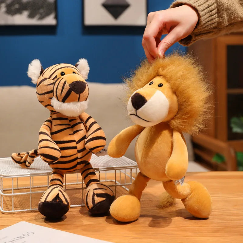 New  Stuffed Lifelike Lion Tiger Elephant Monkey Leopard Doll Simulation Forest Animals Plush Toys  Birthday Gift