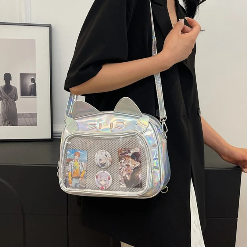 Y2K Japanese Kawaii Cat Ita Bag 2026 New Fashion Ita Backpacks Cute Girls Transparent Shoulder Crossbody Bags JK School Bags